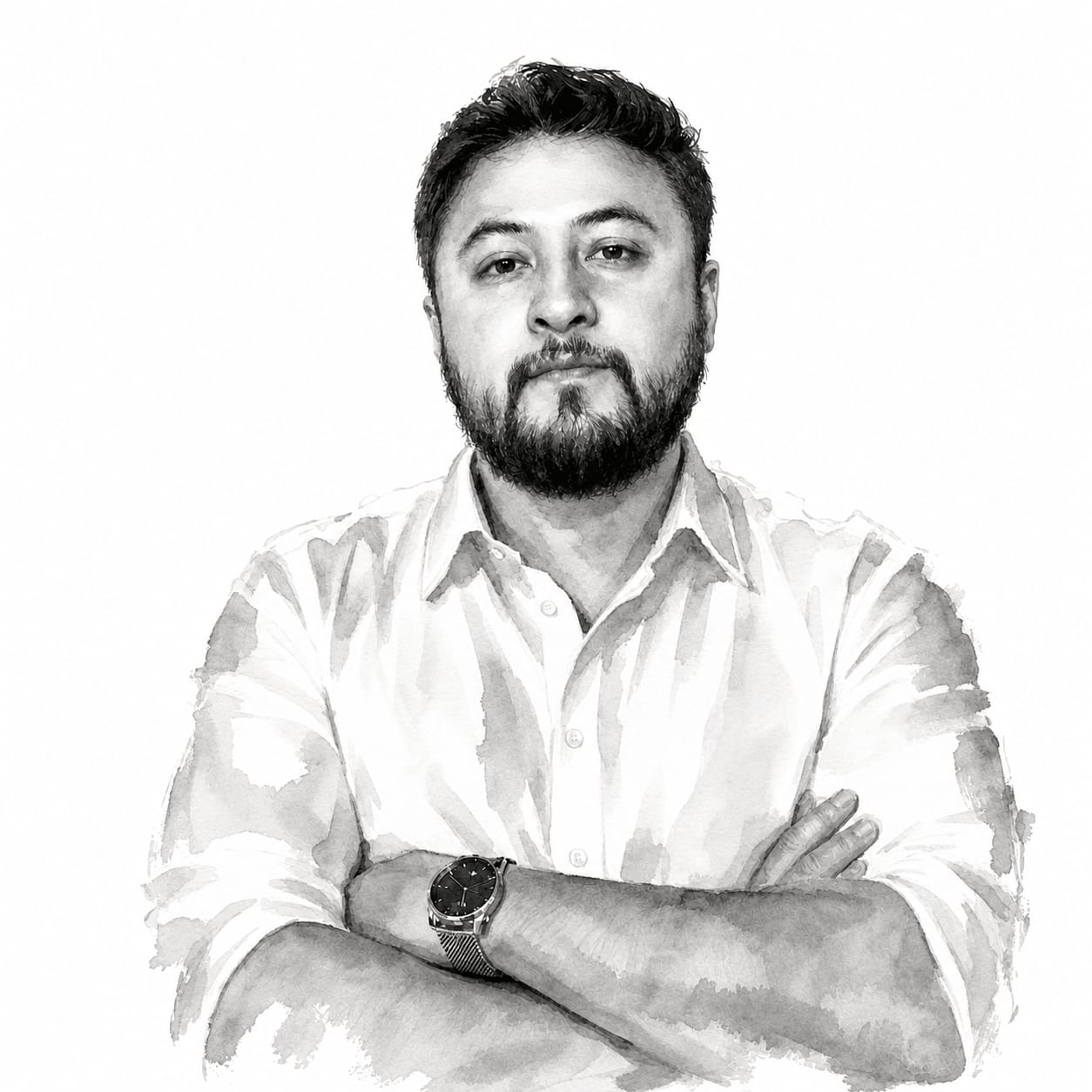 Retrato ilustrado de Erick, de GP9, CDMX